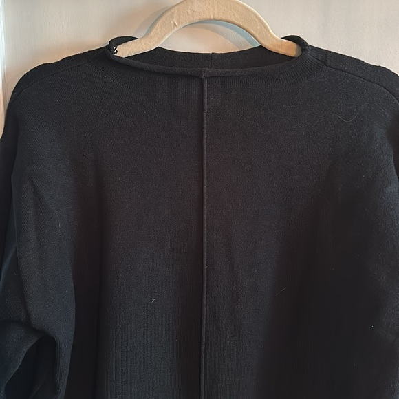 Black Mock Neck Sweater with Piping Detail down the Front - Picture 2 of 4